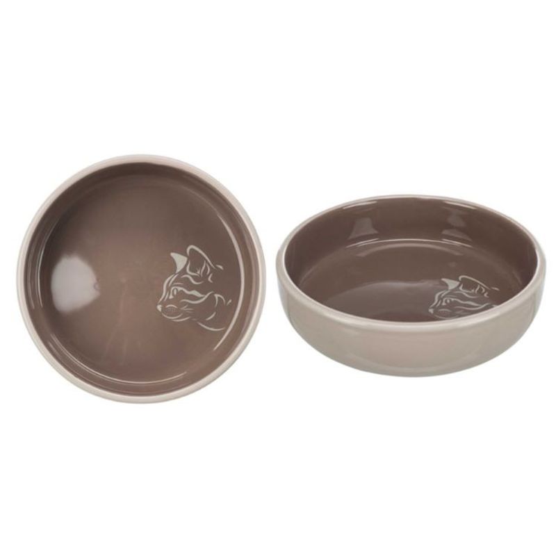 Kattskål i keramik för kortnosiga