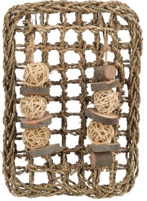 Gnagarmatta med leksaker i sjögräs 18 x 30cm