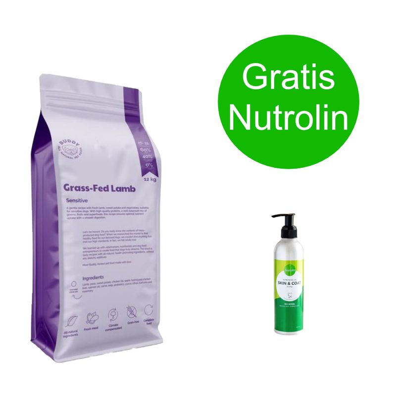 Buddy Grass Fed Lamb 12kg + Gratis Nutrolin 265ml