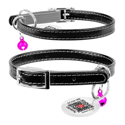 WAUDOG Katthalsband Läder med Smart ID bricka