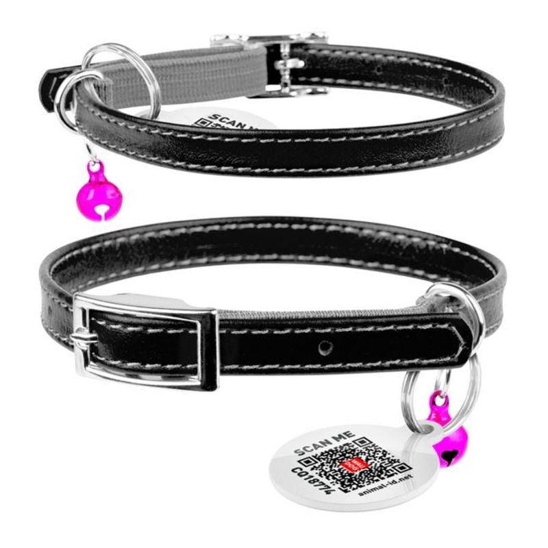 WAUDOG Katthalsband Läder med Smart ID bricka