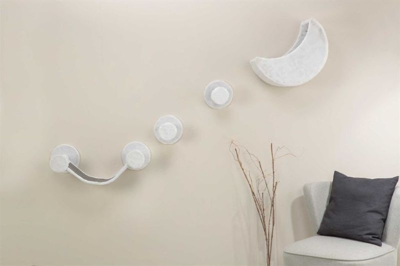 Klösmöbel & Klätterset för väggmontage 4 delar vit/grå