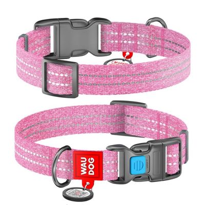 WAUDOG Re-Cotton Hundhalsband med Smart ID-Bricka Reflex, Pink