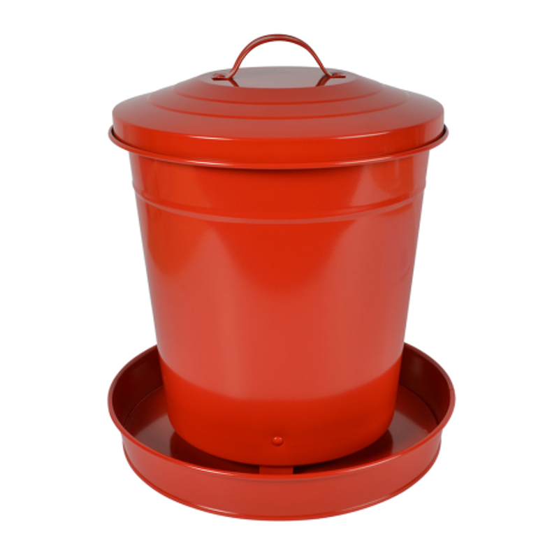 Foderautomat 6kg i plåt Röd