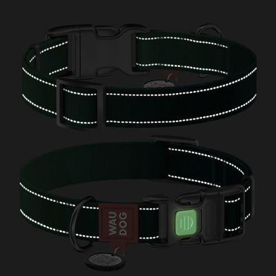 WAUDOG Mono Hundhalsband Reflex med Smart-ID bricka Grön