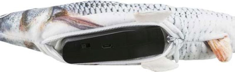Fisk sprattlande i tyg med kattmynta 30 cm USB-laddad