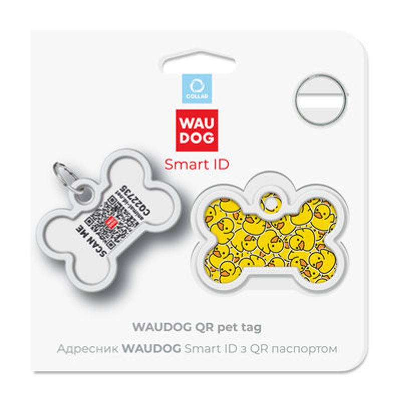 WAUDOG Smart ID Bricka för Hund & Katt Ducks Ben 40mm