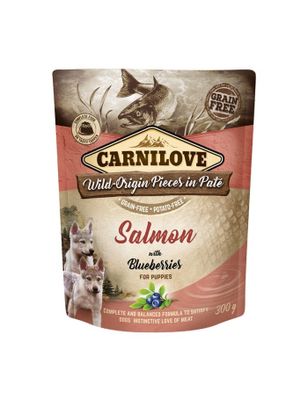 CarniLove Dog Pouch Paté Salmon with Blueberries Puppy 300g