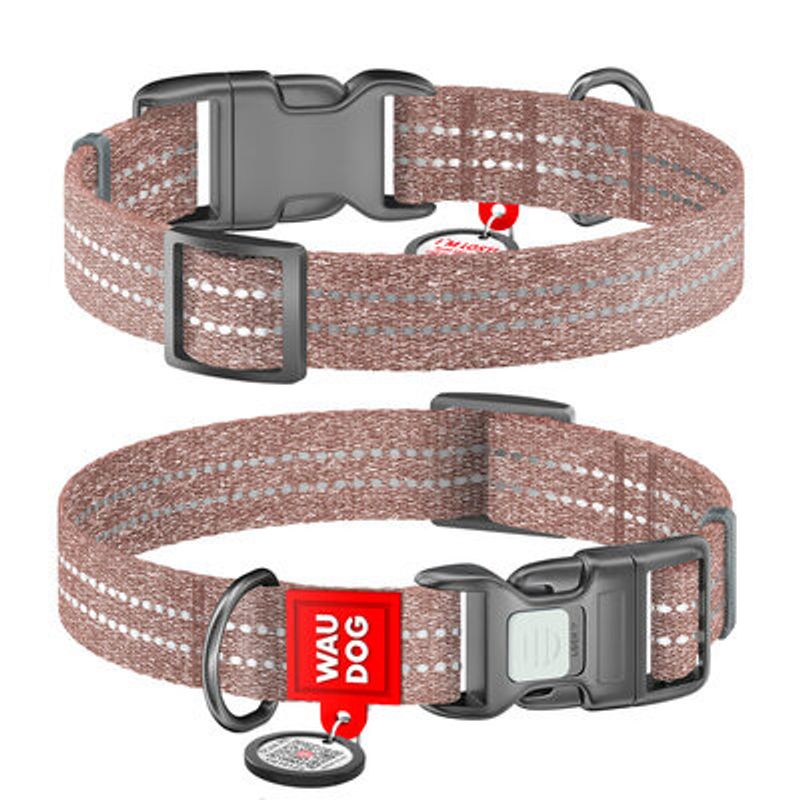 WAUDOG Re-Cotton Hundhalsband med Smart ID-Bricka Reflex Brun