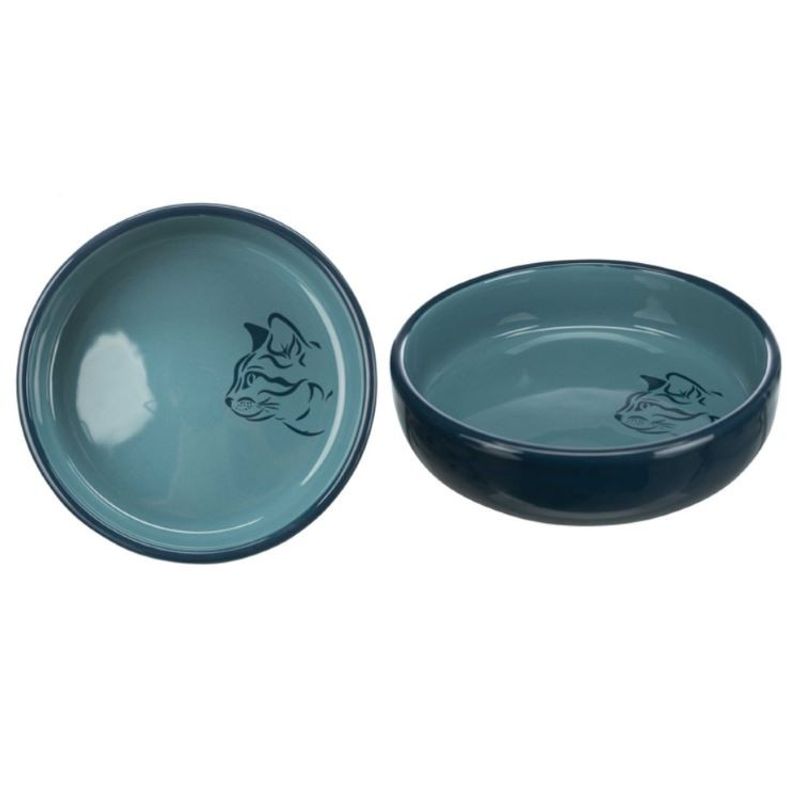 Kattskål i keramik för kortnosiga