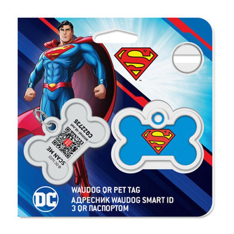 WAUDOG Smart ID Bricka för Hund & Katt Superman is hero Ben 40mm