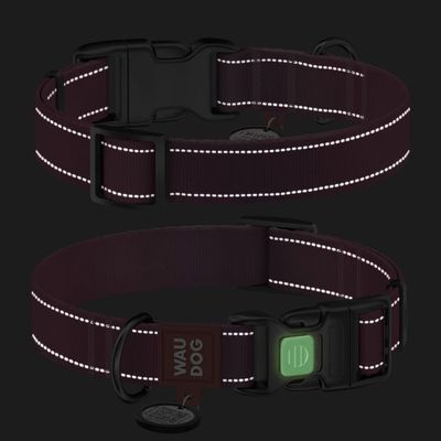 WAUDOG Mono Hundhalsband Reflex med Smart-ID bricka Rosa
