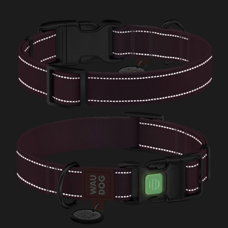 WAUDOG Mono Hundhalsband Reflex med Smart-ID bricka Rosa