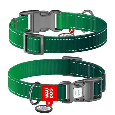 WAUDOG Mono Hundhalsband Reflex med Smart-ID bricka Grön