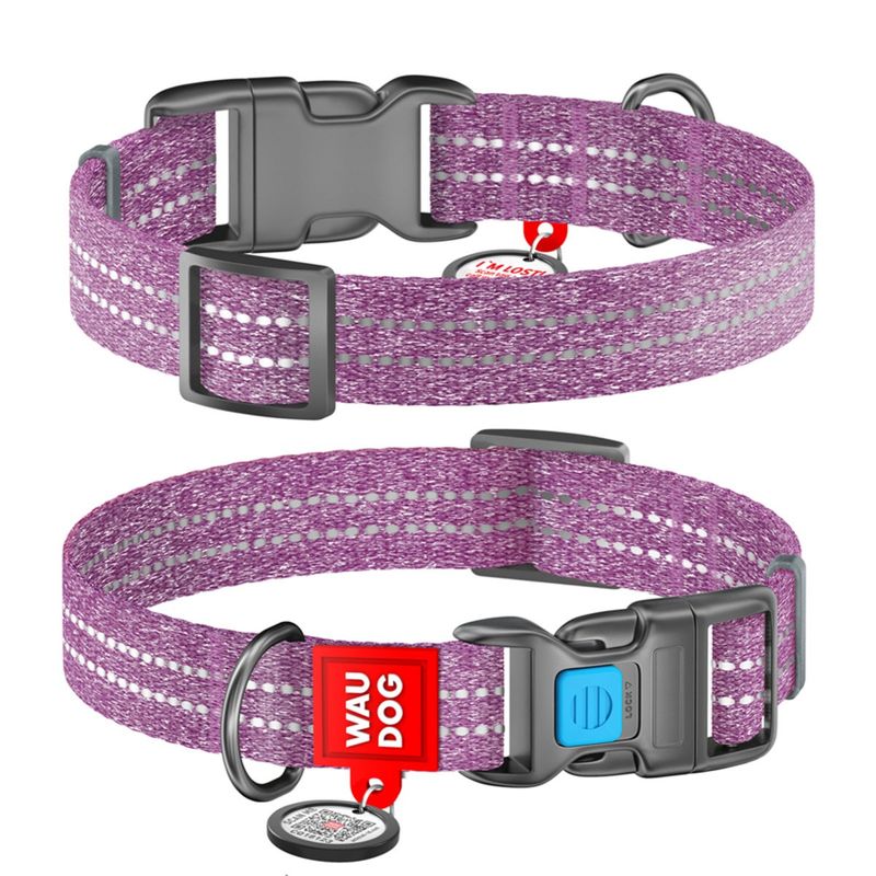 WAUDOG Re-Cotton Hundhalsband med Smart ID-Bricka Reflex, Purple