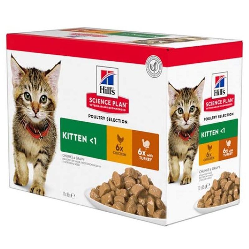 Hills Science Plan Kitten Chicken & Turkey 12x85g portionspåsar