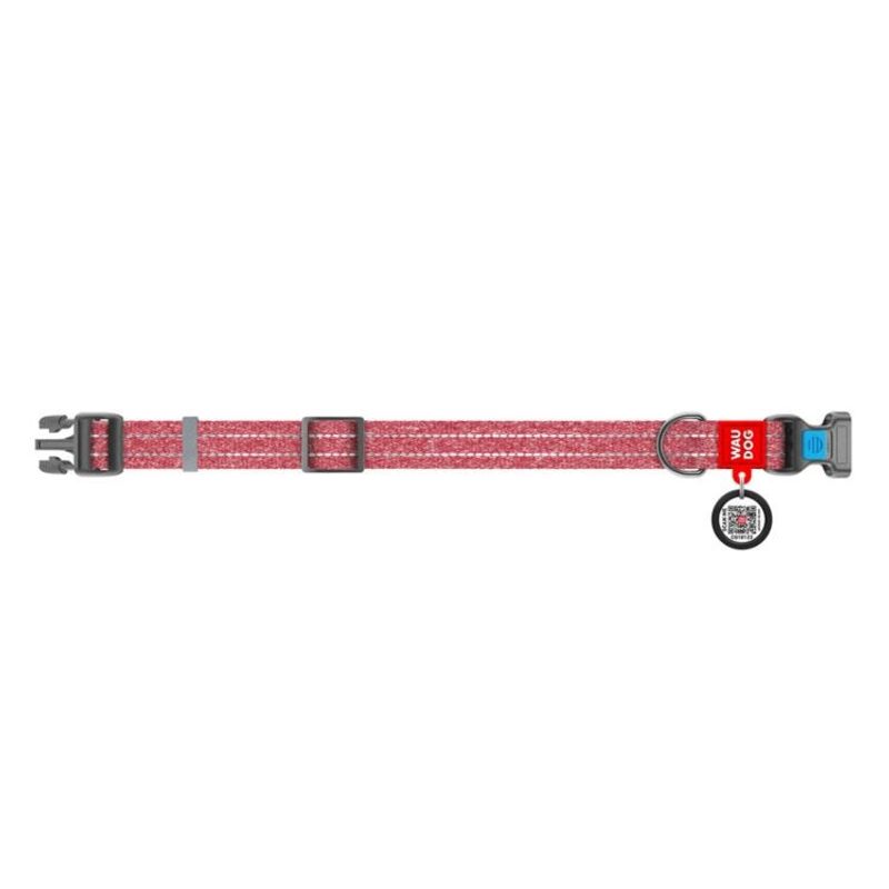 WAUDOG Re-Cotton Hundhalsband med Smart ID-Bricka Reflex, Red