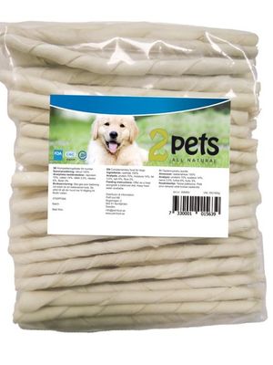 2pets Tuggpinne vriden vit 12 cm/ 7-8 mm 100-pack