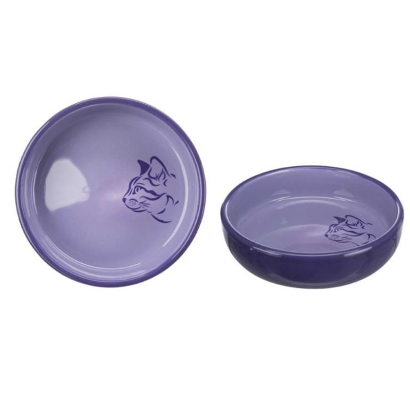 Kattskål i keramik för kortnosiga