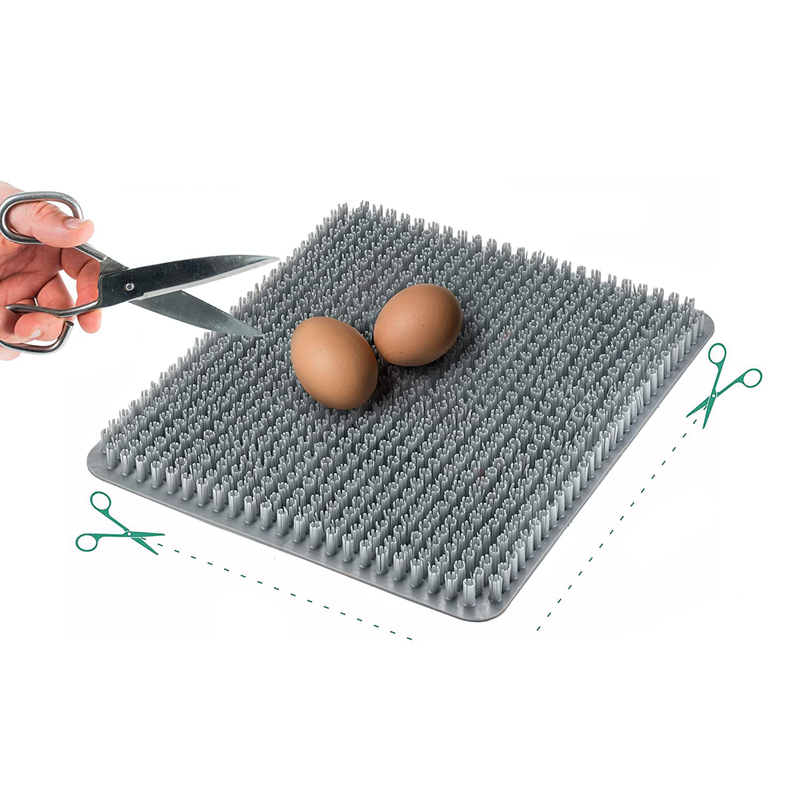 Redesunderlägg med ägg och sax som visar att den lätt klipps till rätt storlek