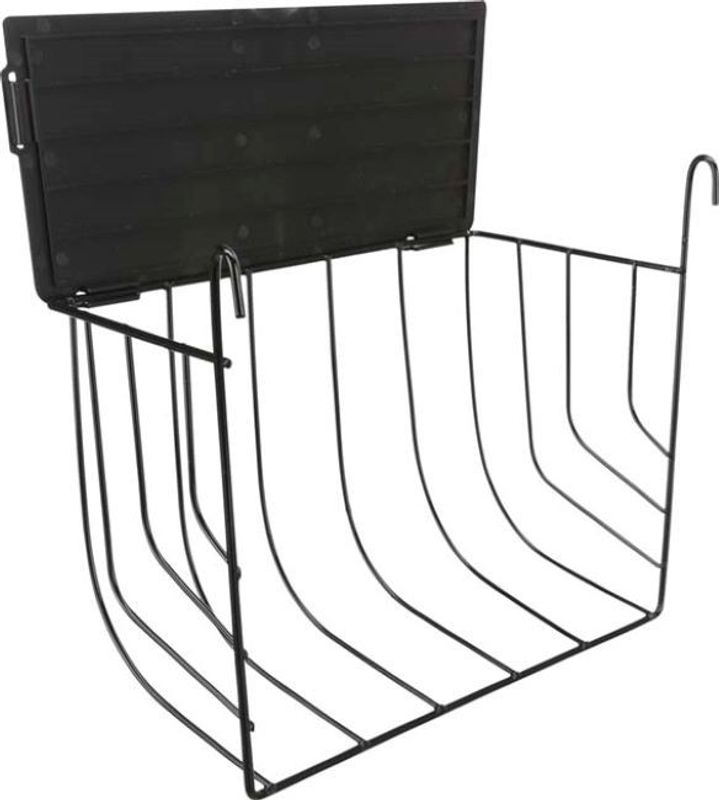 Höhäck, hängande, med lock, metall, 25x18x12cm svart