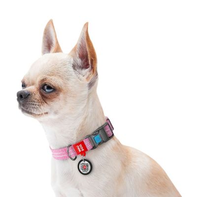 WAUDOG Re-Cotton Hundhalsband med Smart ID-Bricka Reflex, Pink