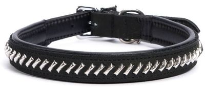 Mjukt läderhalsband m. nitar