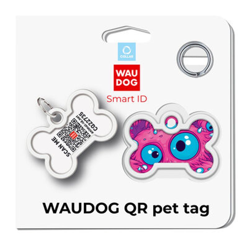WAUDOG Smart ID Bricka för Hund & Katt Monster eye Ben 40mm