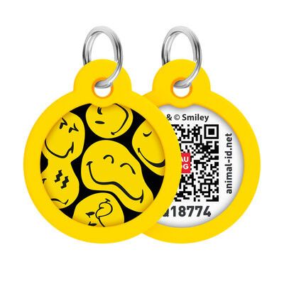 WAUDOG Smart ID Bricka för Hund & Katt Blue Smileys Rund 30mm