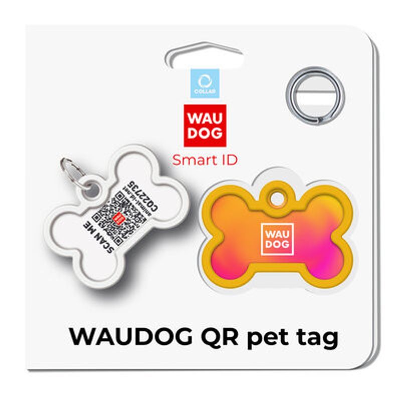 WAUDOG Smart ID Bricka för Hund & Katt Orange gradient Ben 40mm