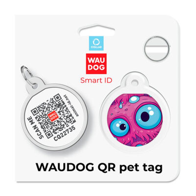 WAUDOG Smart ID Bricka för Hund & Katt Monster eye Rund
