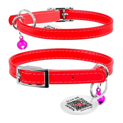 WAUDOG Katthalsband Läder med Smart ID bricka