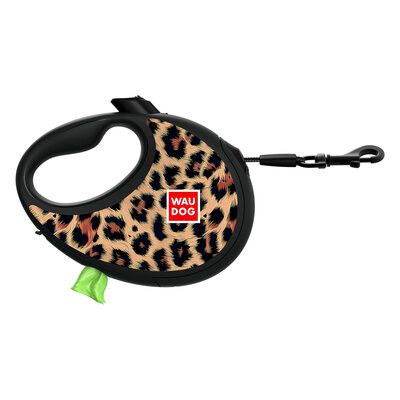 WAUDOG R-Leash Rullkoppel med Bajspåsehållare Leopard