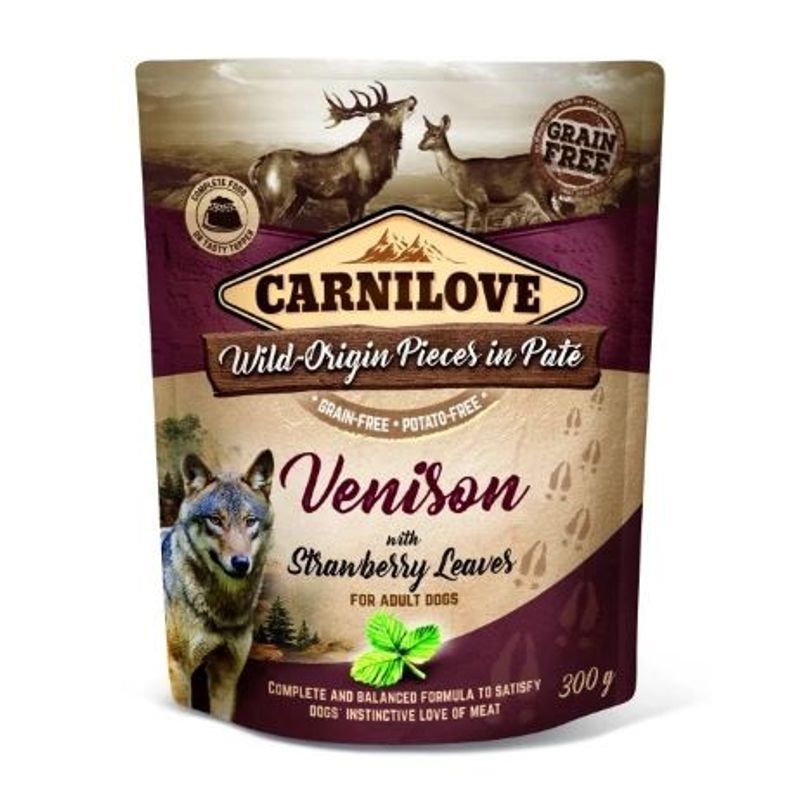 CarniLove Dog Pouch Paté Venison with Strawberries 300g