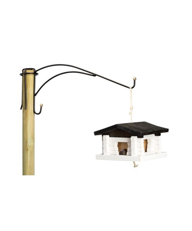 Hållare Fågelbord Krok 1x40cm mässingsknoppar till stolpe ø5cm