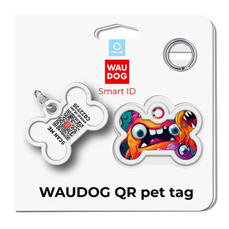 WAUDOG Smart ID Bricka för Hund & Katt Toothed monsters Ben 40mm