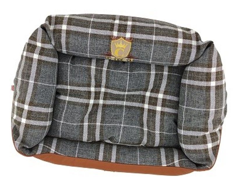 CAZO Hundbädd Oxford Läder & Rutig Tweed