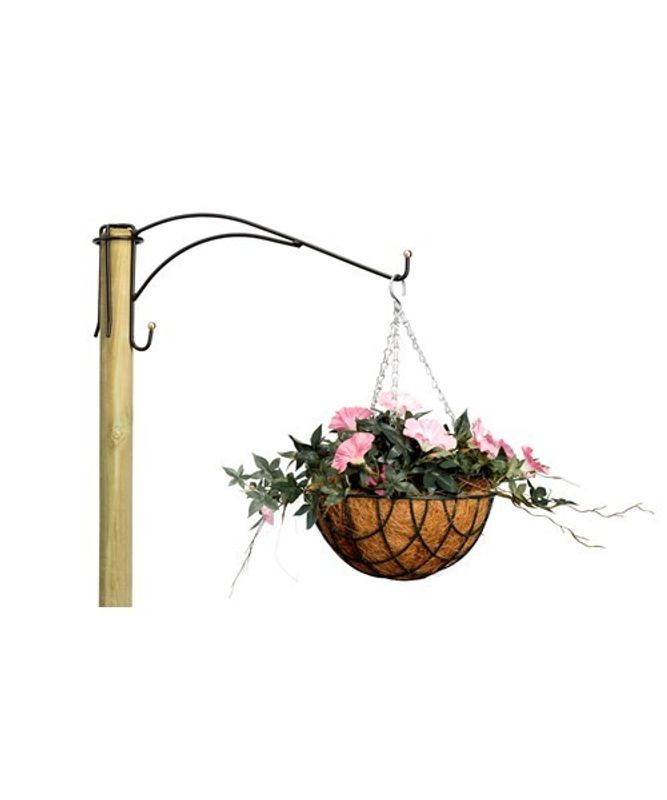 Hållare Fågelbord Krok 1x40cm mässingsknoppar till stolpe ø5cm