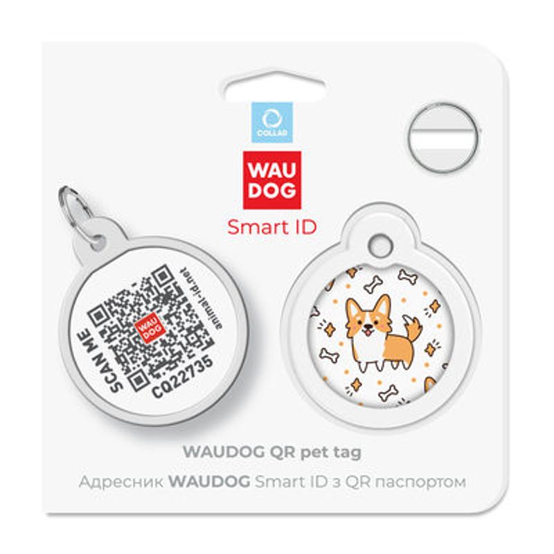 WAUDOG Smart ID Bricka för Hund & Katt Corgi Rund 30mm