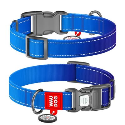 WAUDOG Mono Hundhalsband Reflex med Smart-ID bricka Blå