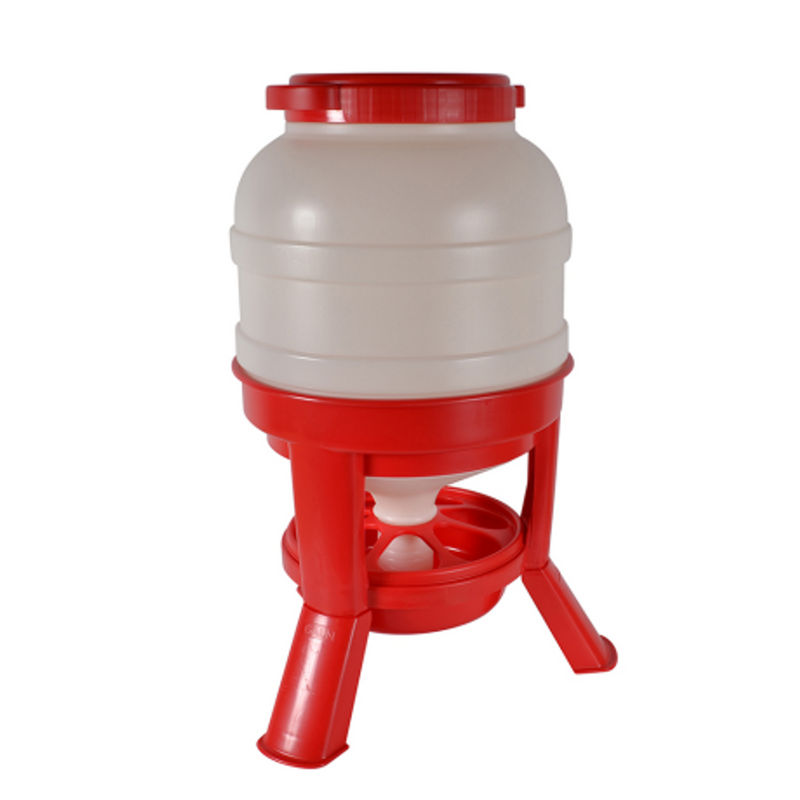 Foderautomat med ben för Höns och fjäderfä röd Vit