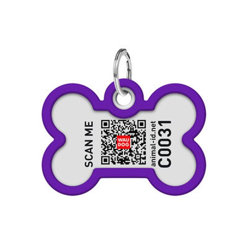 WAUDOG Smart ID Bricka för Hund & Katt Purple gradient Ben 40mm