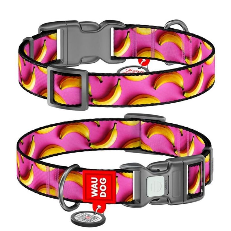 WAUDOG Hundhalsband Nylon Bananas On Pink