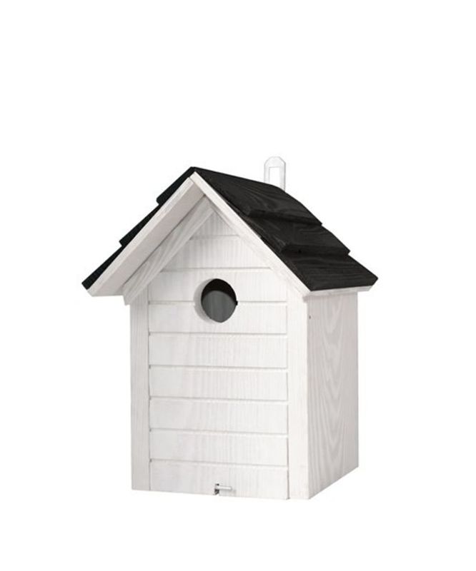 Fågelholk med liggande panel Vit/Svart