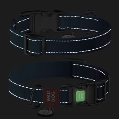 WAUDOG Mono Hundhalsband Reflex med Smart-ID bricka Blå