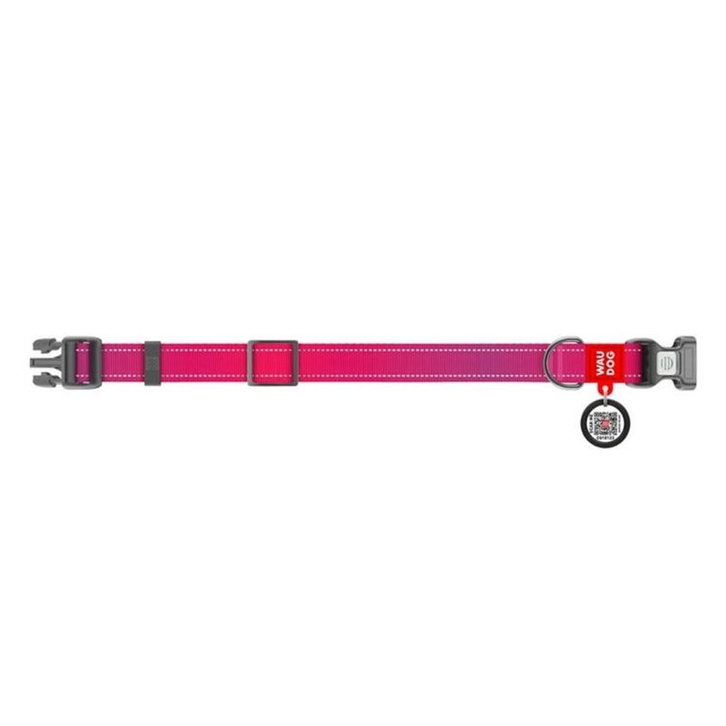 WAUDOG Mono Hundhalsband Reflex med Smart-ID bricka Rosa