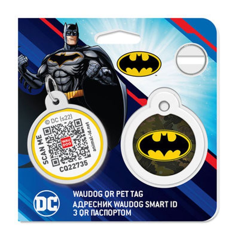 WAUDOG Smart ID Bricka för Hund & Katt Batman green Rund