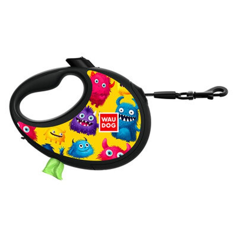WAUDOG R-Leash Rullkoppel med Bajspåsehållare Furry Monsters