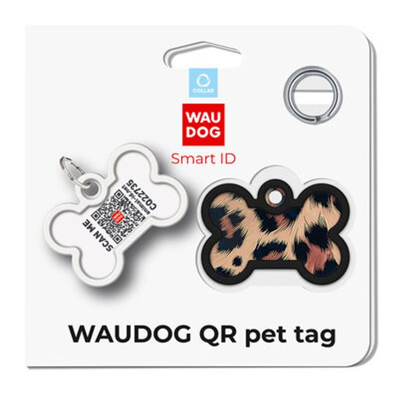 WAUDOG Smart ID Bricka för Hund & Katt Leopard Ben 40mm