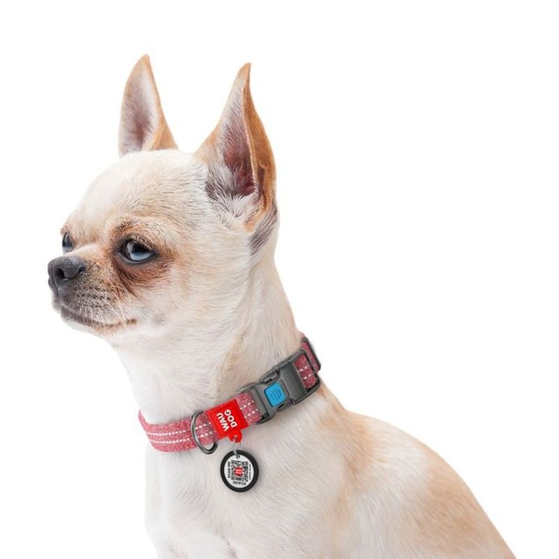WAUDOG Re-Cotton Hundhalsband med Smart ID-Bricka Reflex, Red